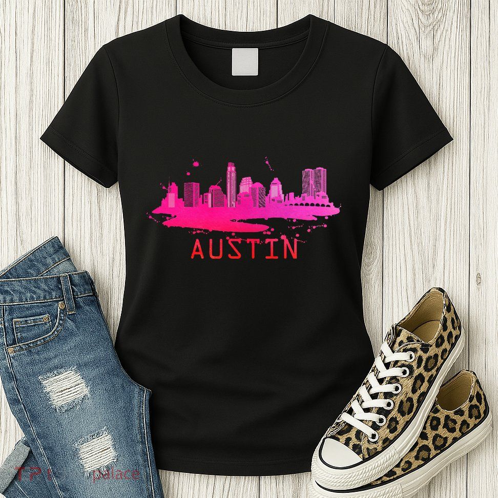 Modern Austin Cityscape Souvenir Austin Texas Skyline Womens T-Shirt