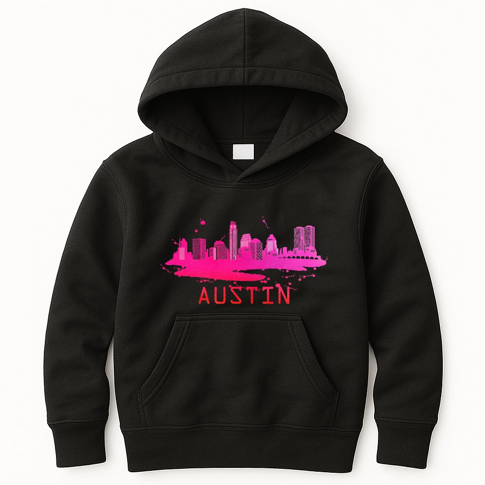 Modern Austin Cityscape Souvenir Austin Texas Skyline Kids Hoodie