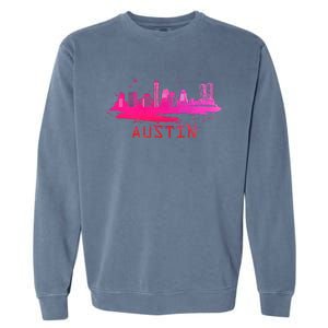 Modern Austin Cityscape Souvenir Austin Texas Skyline Garment-Dyed Sweatshirt