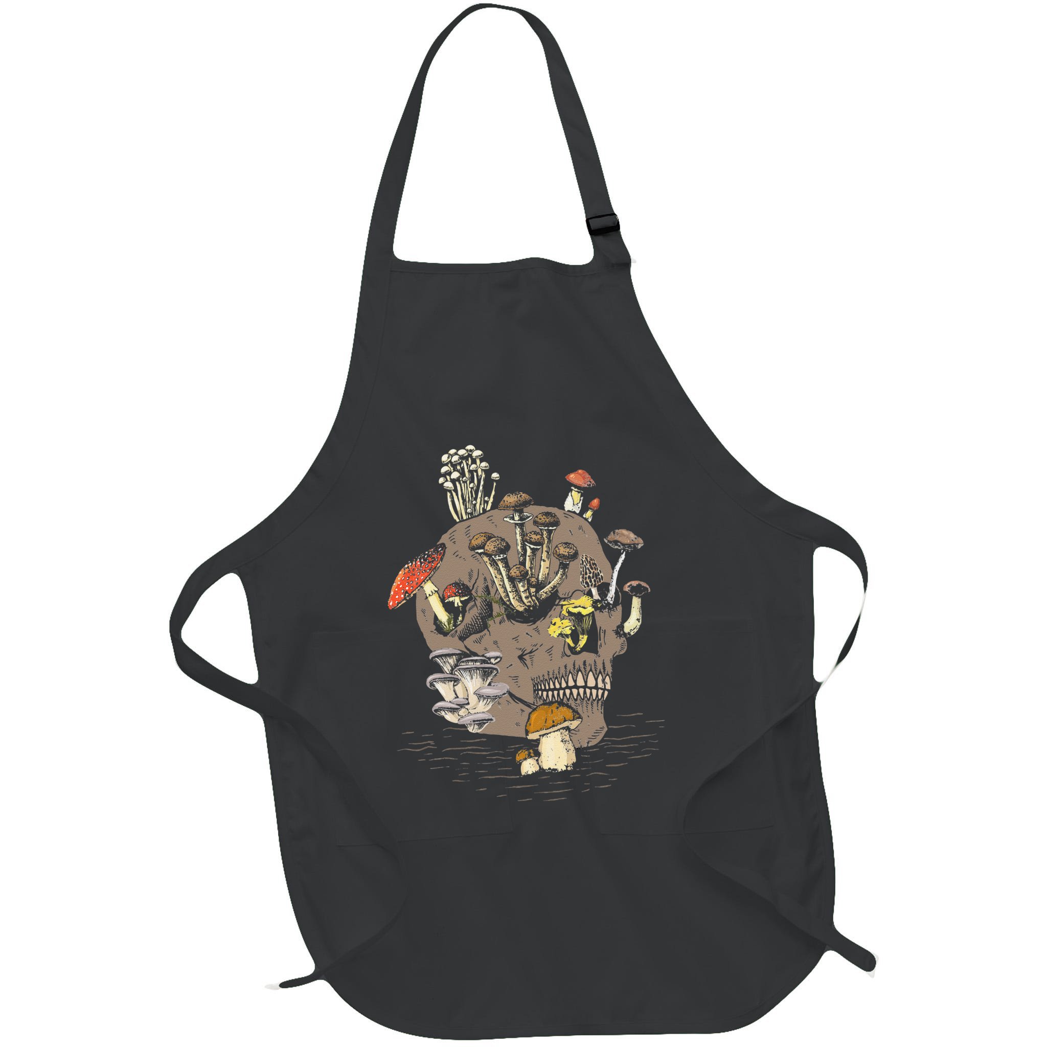 Mushroom Art Clothing Mushroom Collector Skull Graphic Apron