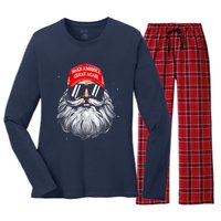 Make A Christmas Great Again Funny Xmas Trump Santa Pajamas Women's Long Sleeve Flannel Pajama Set 