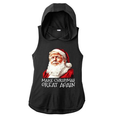 Make A Christmas Great Again Xmas President Trump Maga Santa Ladies PosiCharge Tri-Blend Wicking Draft Hoodie Tank