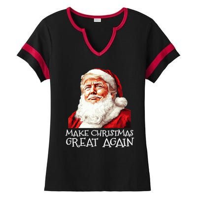 Make A Christmas Great Again Xmas President Trump Maga Santa Ladies Halftime Notch Neck Tee