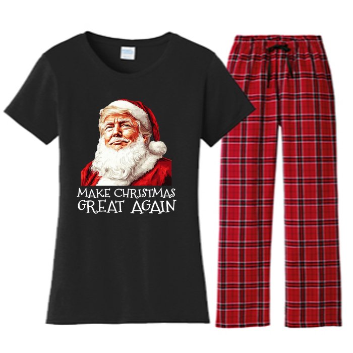 Make A Christmas Great Again Xmas President Trump Maga Santa Women's Flannel Pajama Set