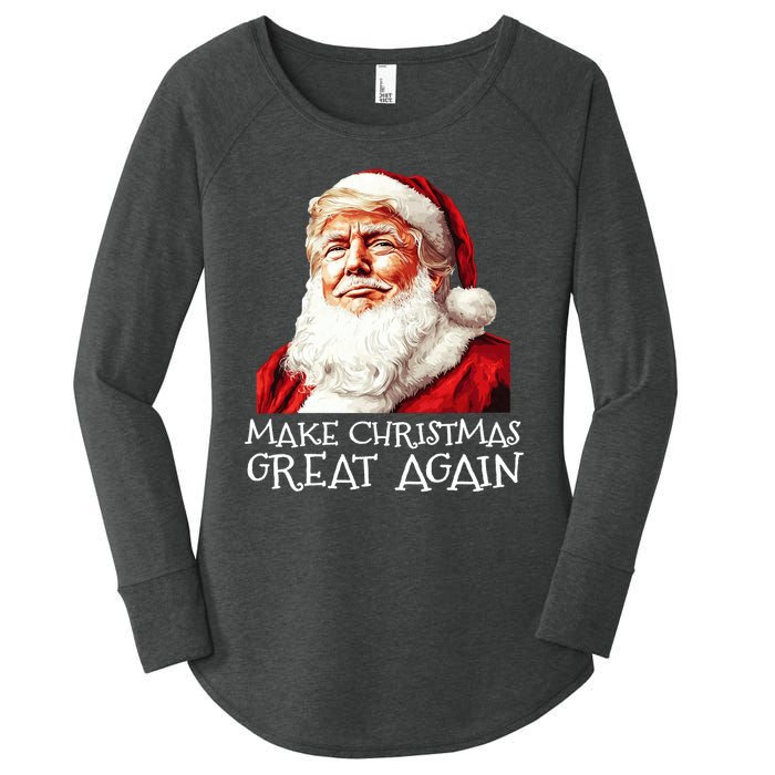 Make A Christmas Great Again Xmas President Trump Maga Santa Women's Perfect Tri Tunic Long Sleeve Shirt