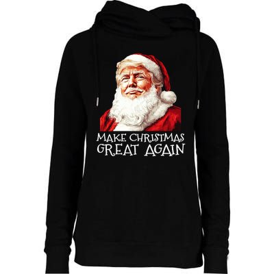 Make A Christmas Great Again Xmas President Trump Maga Santa Womens Funnel Neck Pullover Hood