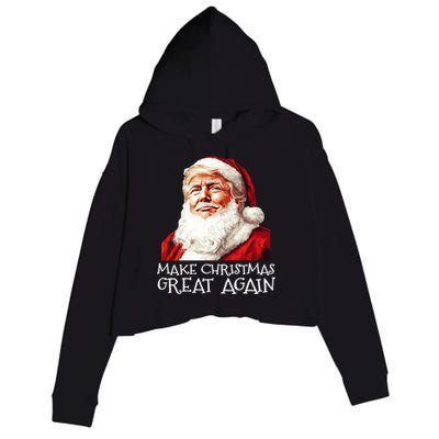 Make A Christmas Great Again Xmas President Trump Maga Santa Crop Fleece Hoodie