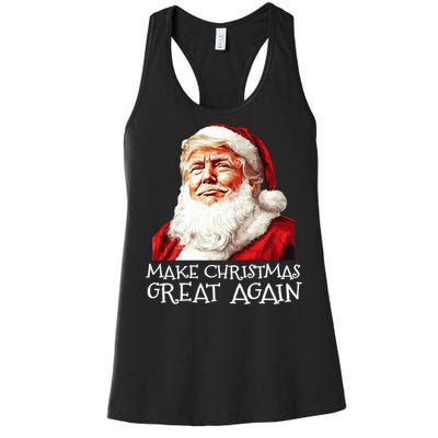 Make A Christmas Great Again Xmas President Trump Maga Santa Women's Racerback Tank