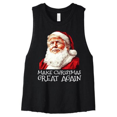 Make A Christmas Great Again Xmas President Trump Maga Santa Women's Racerback Cropped Tank