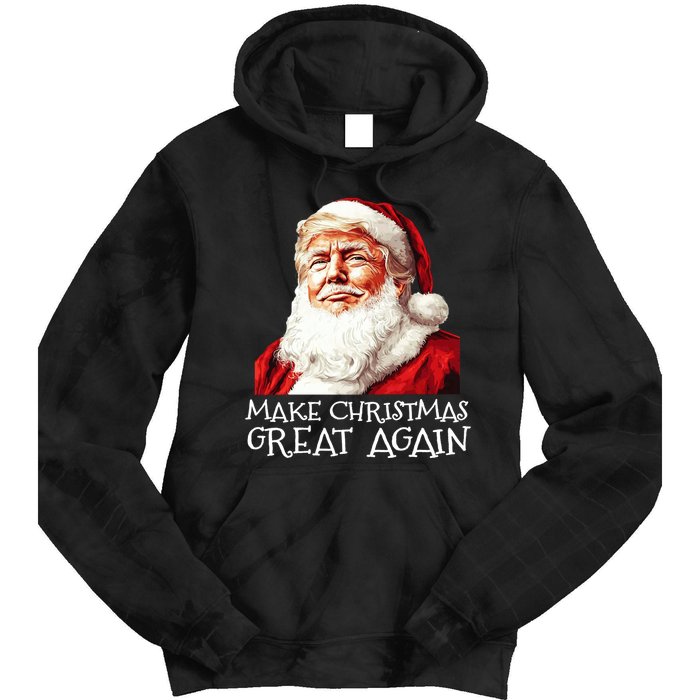 Make A Christmas Great Again Xmas President Trump Maga Santa Tie Dye Hoodie