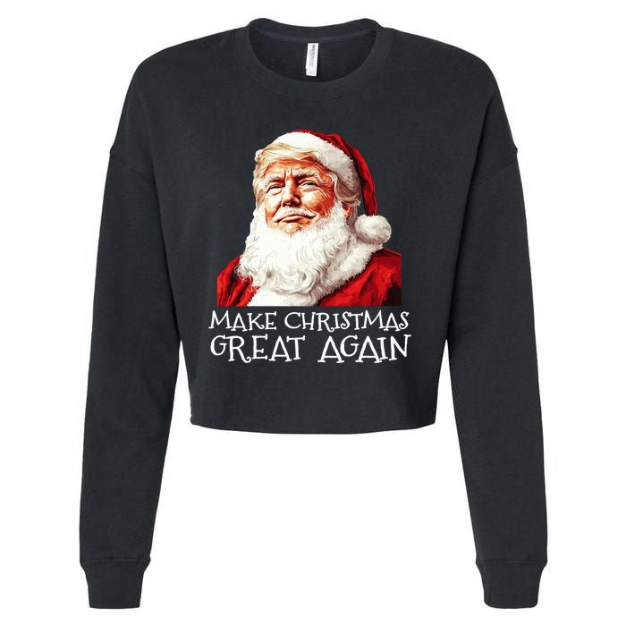 Make A Christmas Great Again Xmas President Trump Maga Santa Cropped Pullover Crew