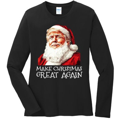 Make A Christmas Great Again Xmas President Trump Maga Santa Ladies Long Sleeve Shirt