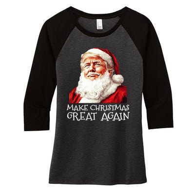 Make A Christmas Great Again Xmas President Trump Maga Santa Women's Tri-Blend 3/4-Sleeve Raglan Shirt