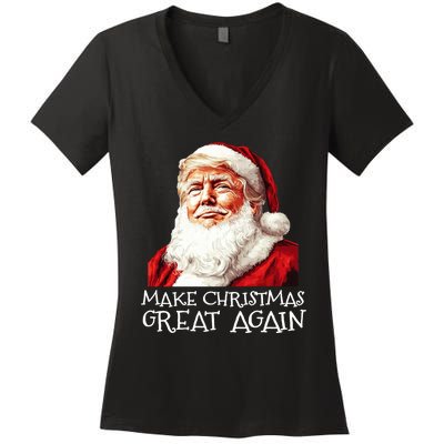 Make A Christmas Great Again Xmas President Trump Maga Santa Women's V-Neck T-Shirt