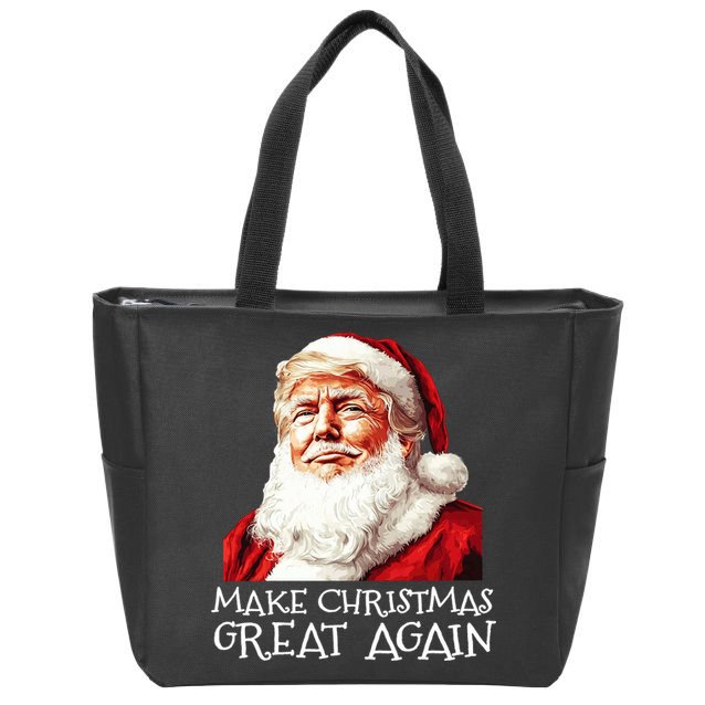 Make A Christmas Great Again Xmas President Trump Maga Santa Zip Tote Bag