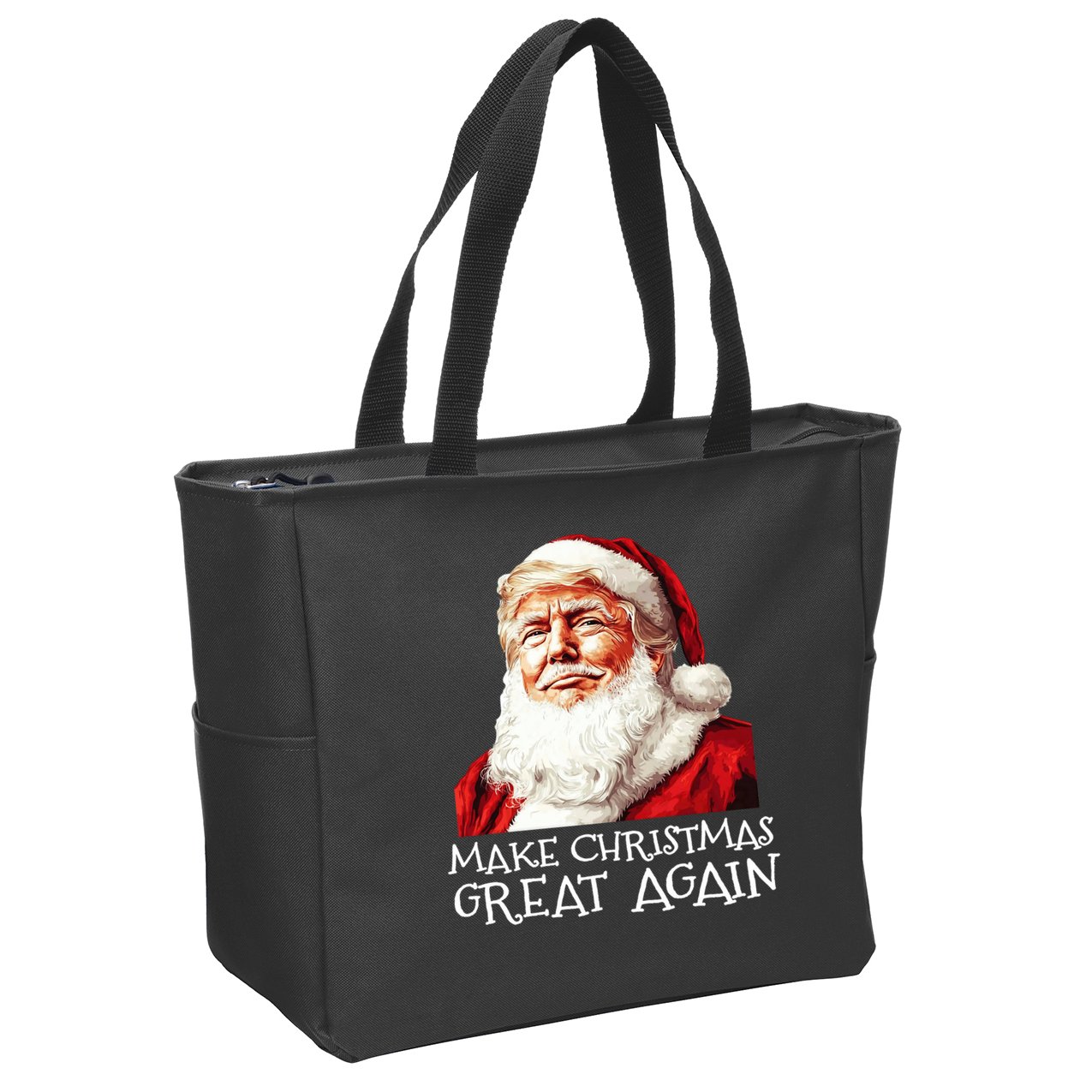 Make A Christmas Great Again Xmas President Trump Maga Santa Zip Tote Bag