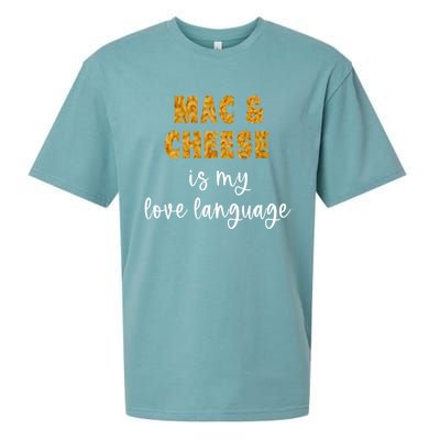 Mac And Cheese Is My Love Language Funny Valentines Food Lover Gift Sueded Cloud Jersey T-Shirt