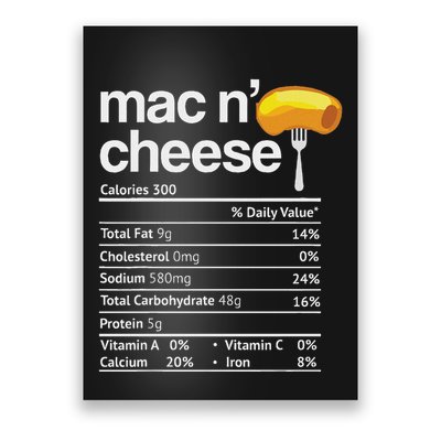 Mac And Cheese Nutrition Funny Thanksgiving Mac Cheese Poster