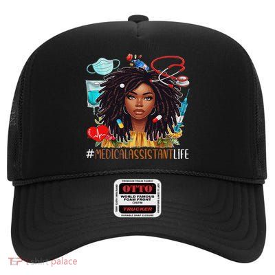 Medical Assistant Costume Afro Woman Proud Black History High Crown Mesh Back Trucker Hat
