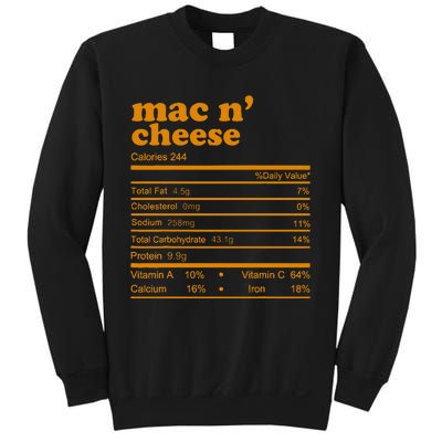 Mac And Cheese Nutrition Facts 2021 Thanksgiving Nutrition Sweatshirt