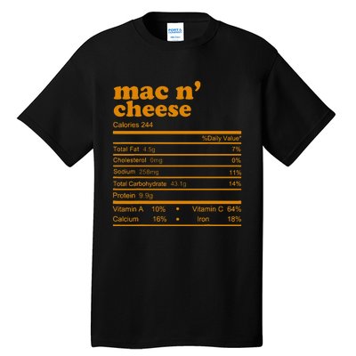 Mac And Cheese Nutrition Facts 2021 Thanksgiving Nutrition Tall T-Shirt