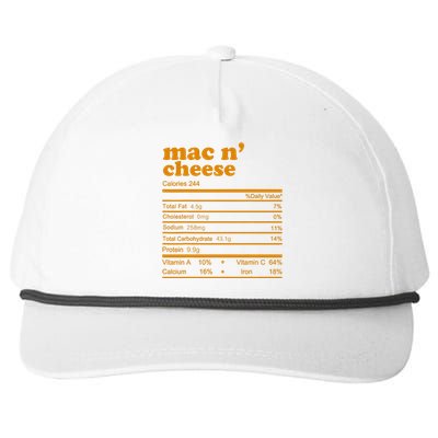 Mac And Cheese Nutrition Facts 2021 Thanksgiving Nutrition Snapback Five-Panel Rope Hat