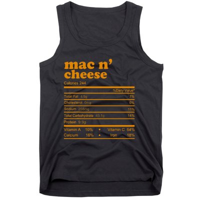 Mac And Cheese Nutrition Facts 2021 Thanksgiving Nutrition Tank Top