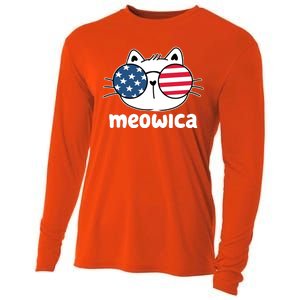 Meowica America Cat Cute Cooling Performance Long Sleeve Crew