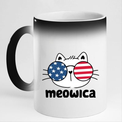 Meowica America Cat Cute 11oz Black Color Changing Mug