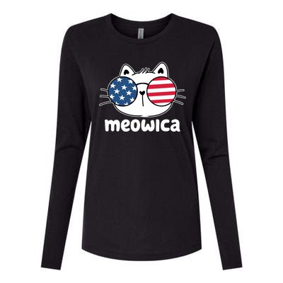 Meowica America Cat Cute Womens Cotton Relaxed Long Sleeve T-Shirt