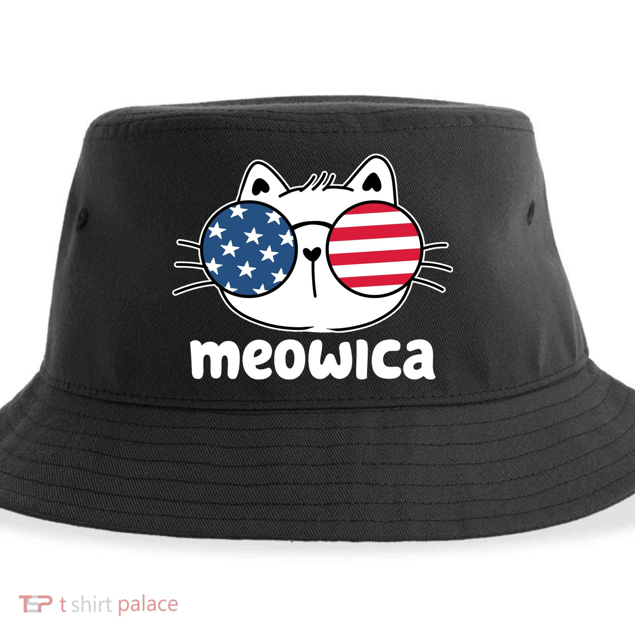 Meowica America Cat Cute Sustainable Bucket Hat