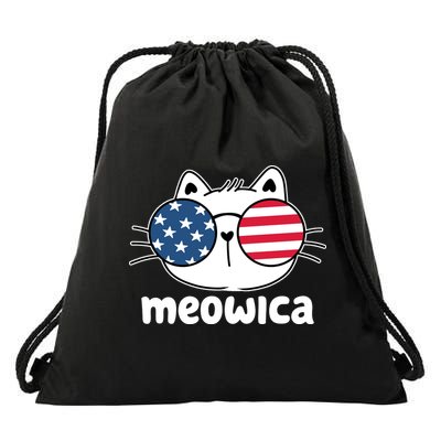 Meowica America Cat Cute Drawstring Bag