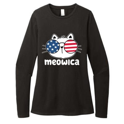 Meowica America Cat Cute Womens CVC Long Sleeve Shirt