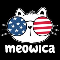 Meowica America Cat Cute Flatbill Hat