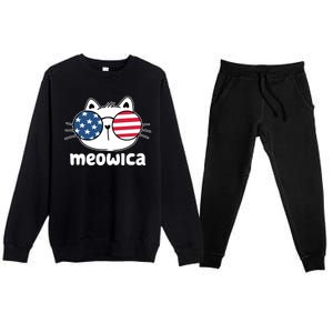 Meowica America Cat Cute Premium Crewneck Sweatsuit Set