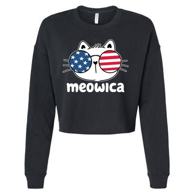 Meowica America Cat Cute Cropped Pullover Crew