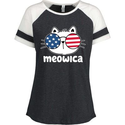 Meowica America Cat Cute Enza Ladies Jersey Colorblock Tee