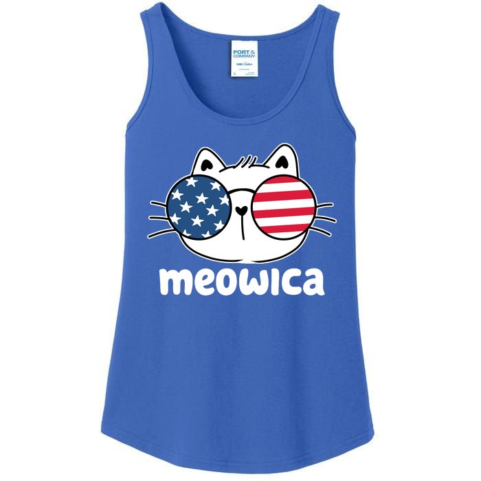 Meowica America Cat Cute Ladies Essential Tank