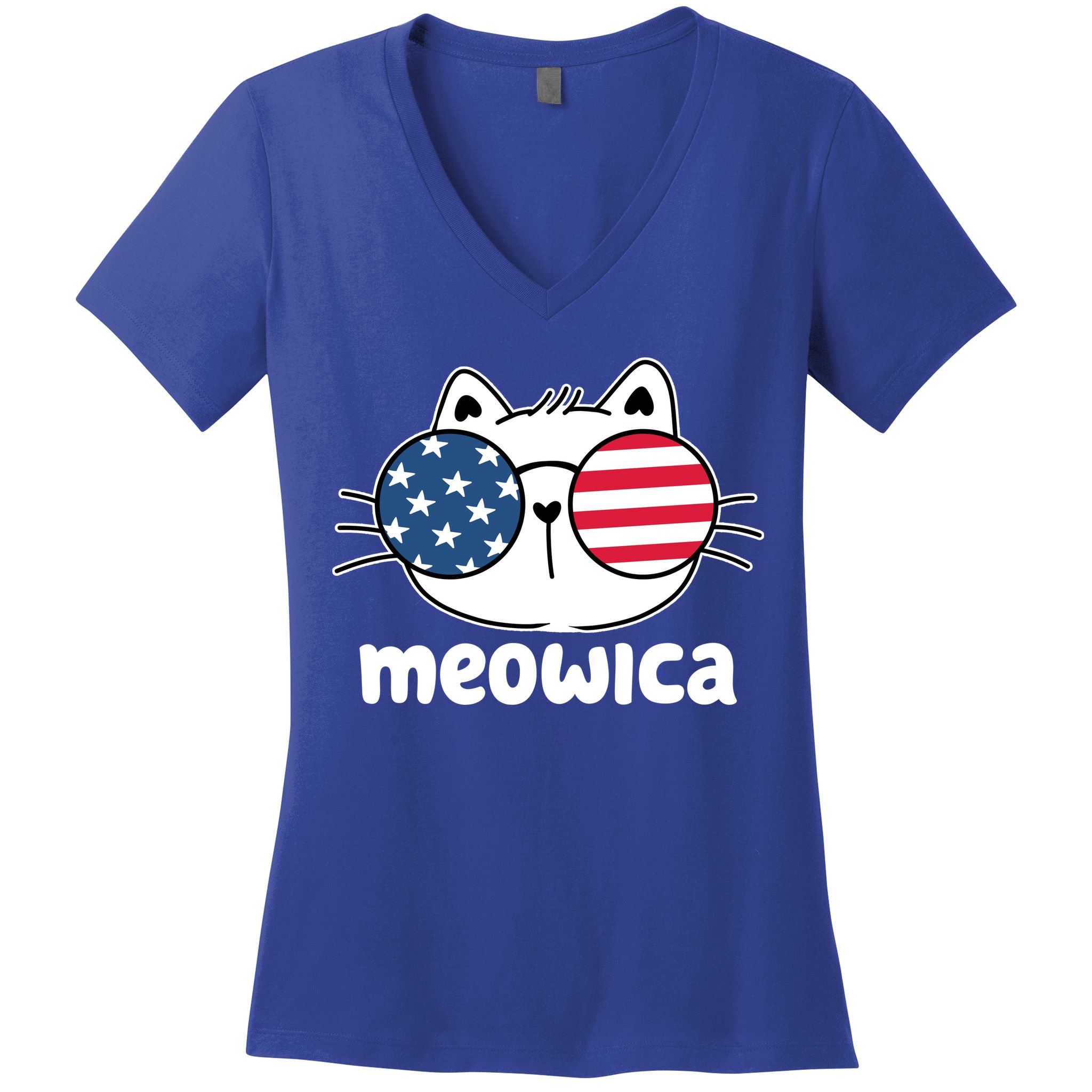 Meowica America Cat Cute Women's V-Neck T-Shirt