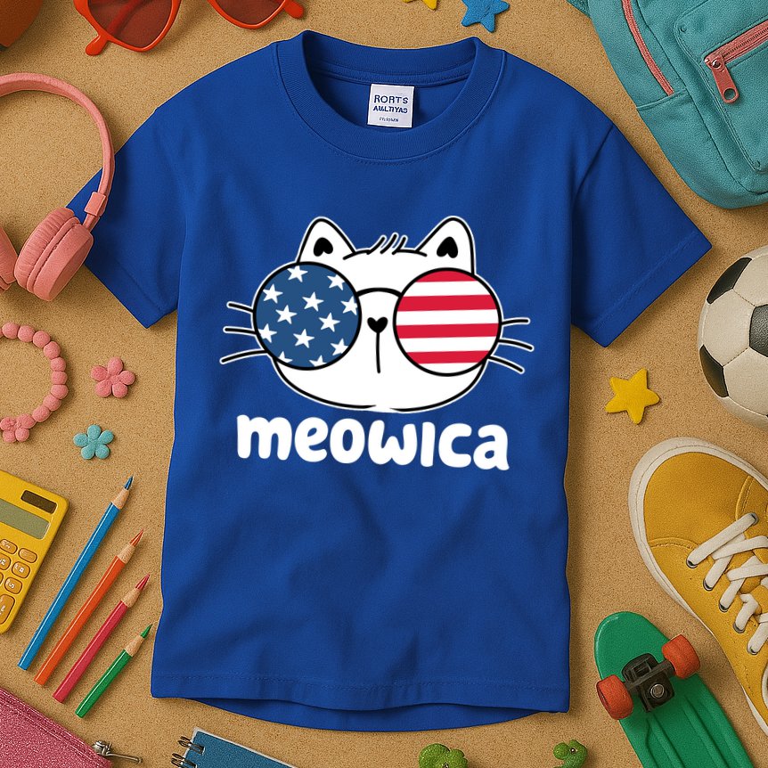 Meowica America Cat Cute Kids T-Shirt