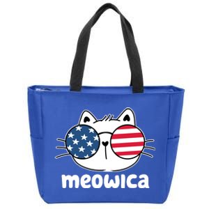 Meowica America Cat Cute Zip Tote Bag