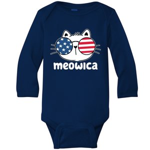 Meowica America Cat Cute Baby Long Sleeve Bodysuit