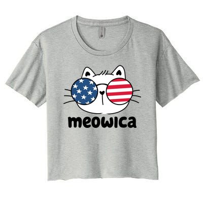 Meowica America Cat Cute Women's Crop Top Tee