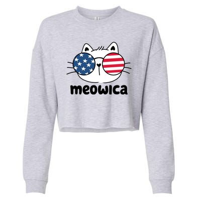 Meowica America Cat Cute Cropped Pullover Crew