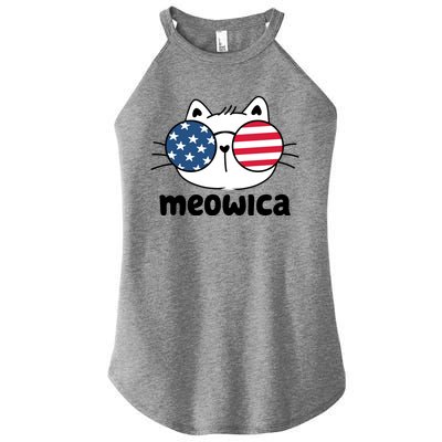 Meowica America Cat Cute Women's Perfect Tri Rocker Tank