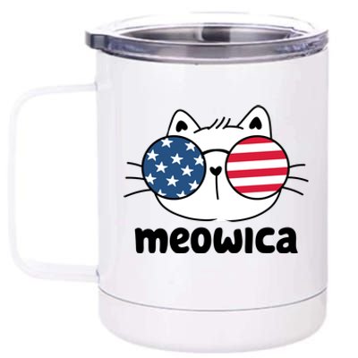 Meowica America Cat Cute 12 oz Stainless Steel Tumbler Cup