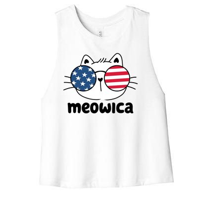 Meowica America Cat Cute Women's Racerback Cropped Tank