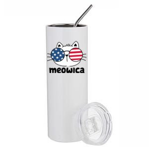 Meowica America Cat Cute Stainless Steel Tumbler