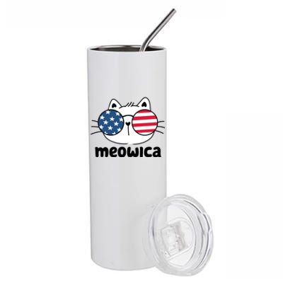 Meowica America Cat Cute Stainless Steel Tumbler