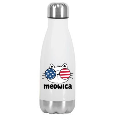 Meowica America Cat Cute Stainless Steel Insulated Water Bottle